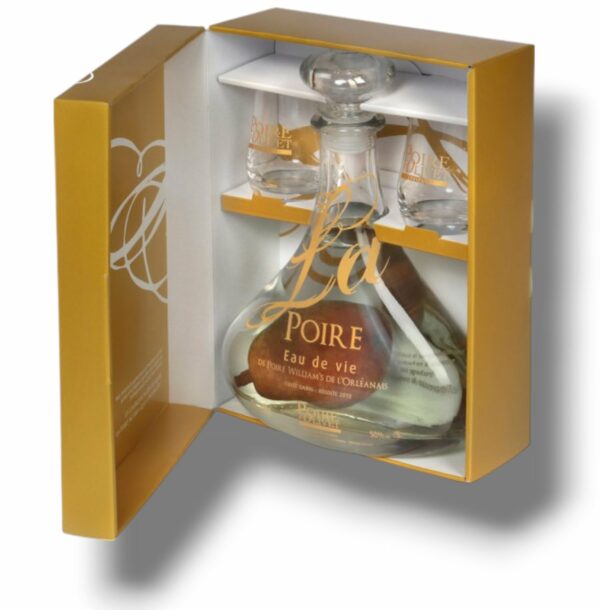 EDV POIRE D'OLIVET CARAFE FRUIT PRISONNIER + 2 VERRES 60 CL 50° – Image 2
