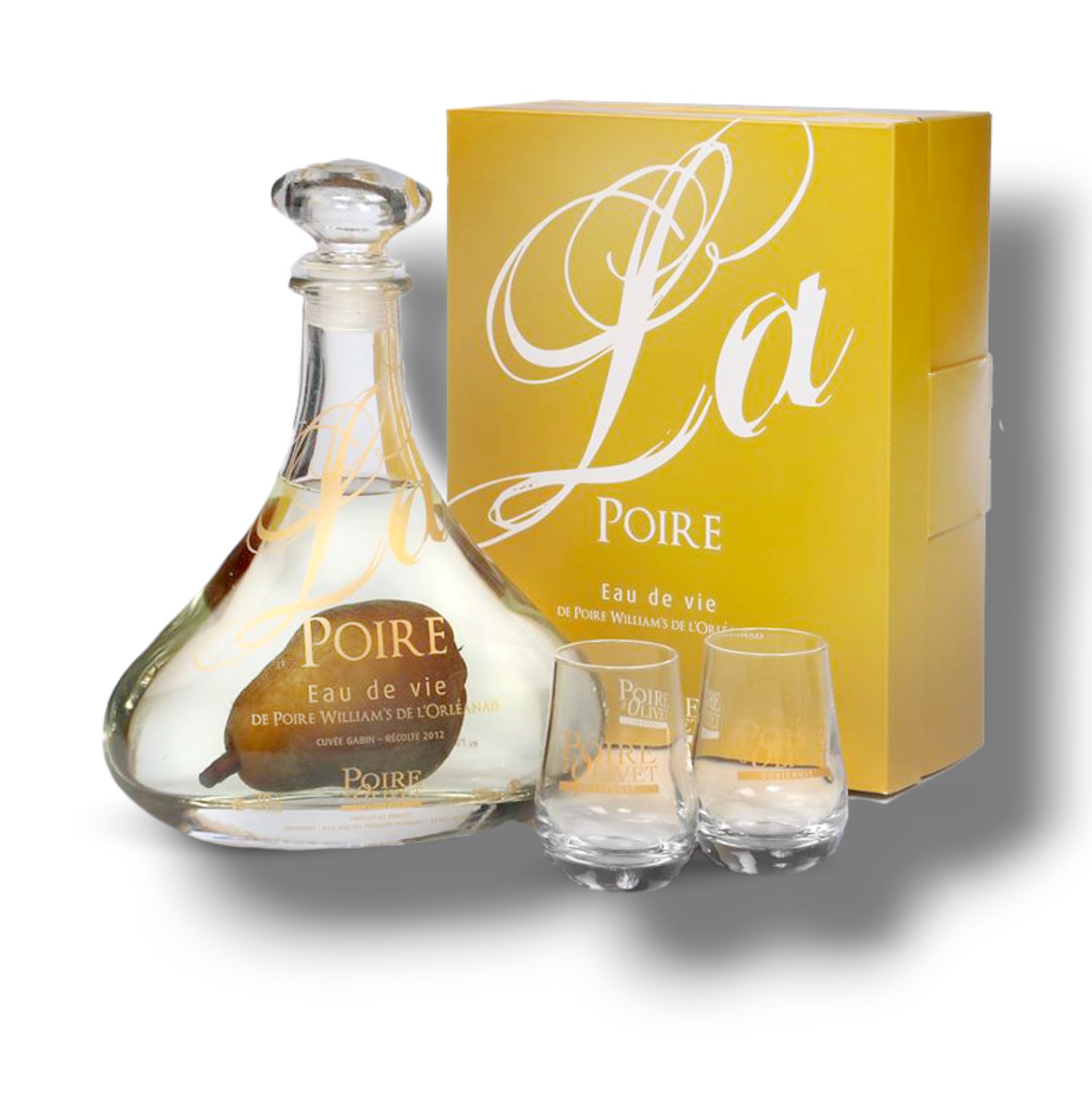 EDV POIRE D'OLIVET CARAFE FRUIT PRISONNIER + 2 VERRES 60 CL 43°
